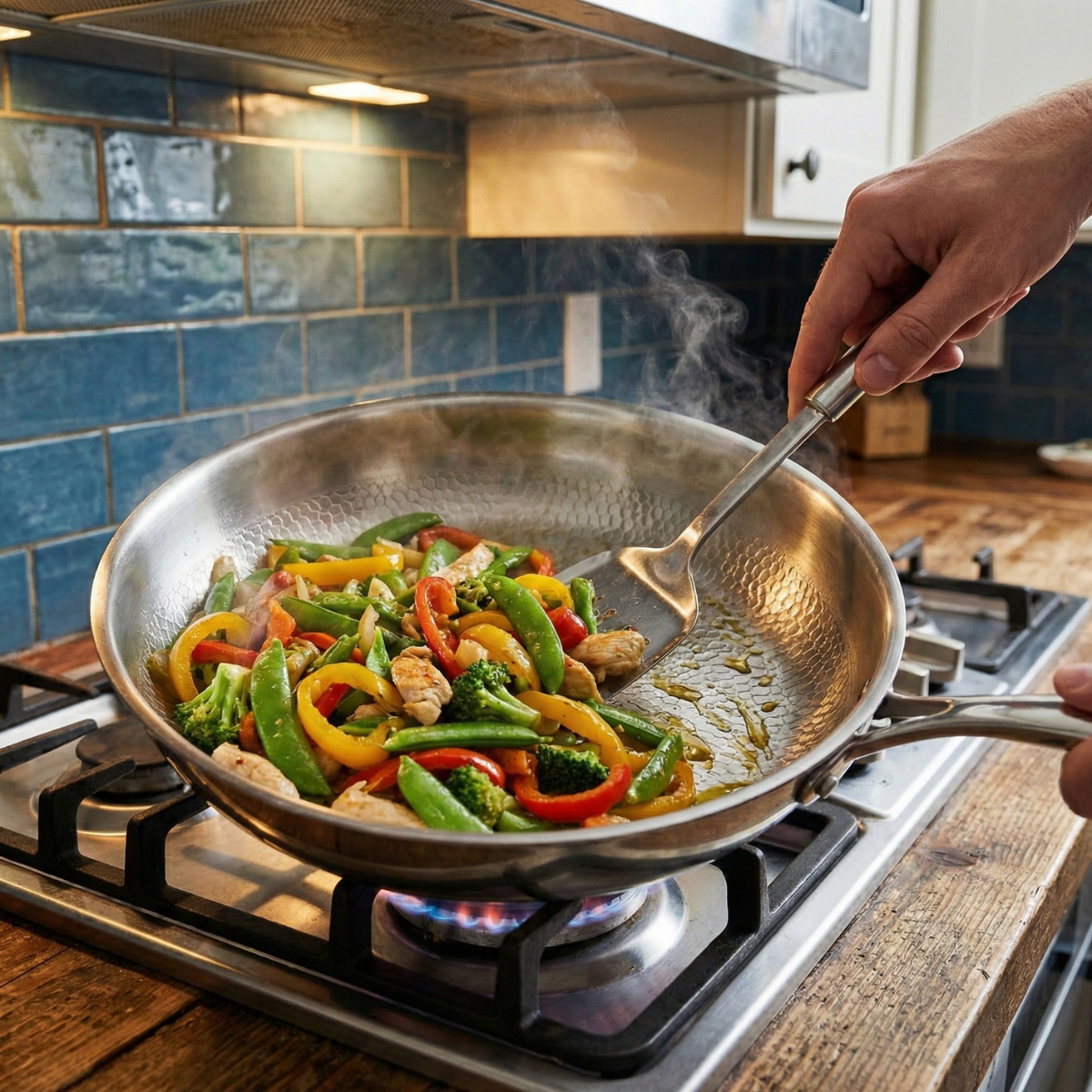 Hand-Hammered Titanium Pan - 3-piece set 9, 10, 11 Inch