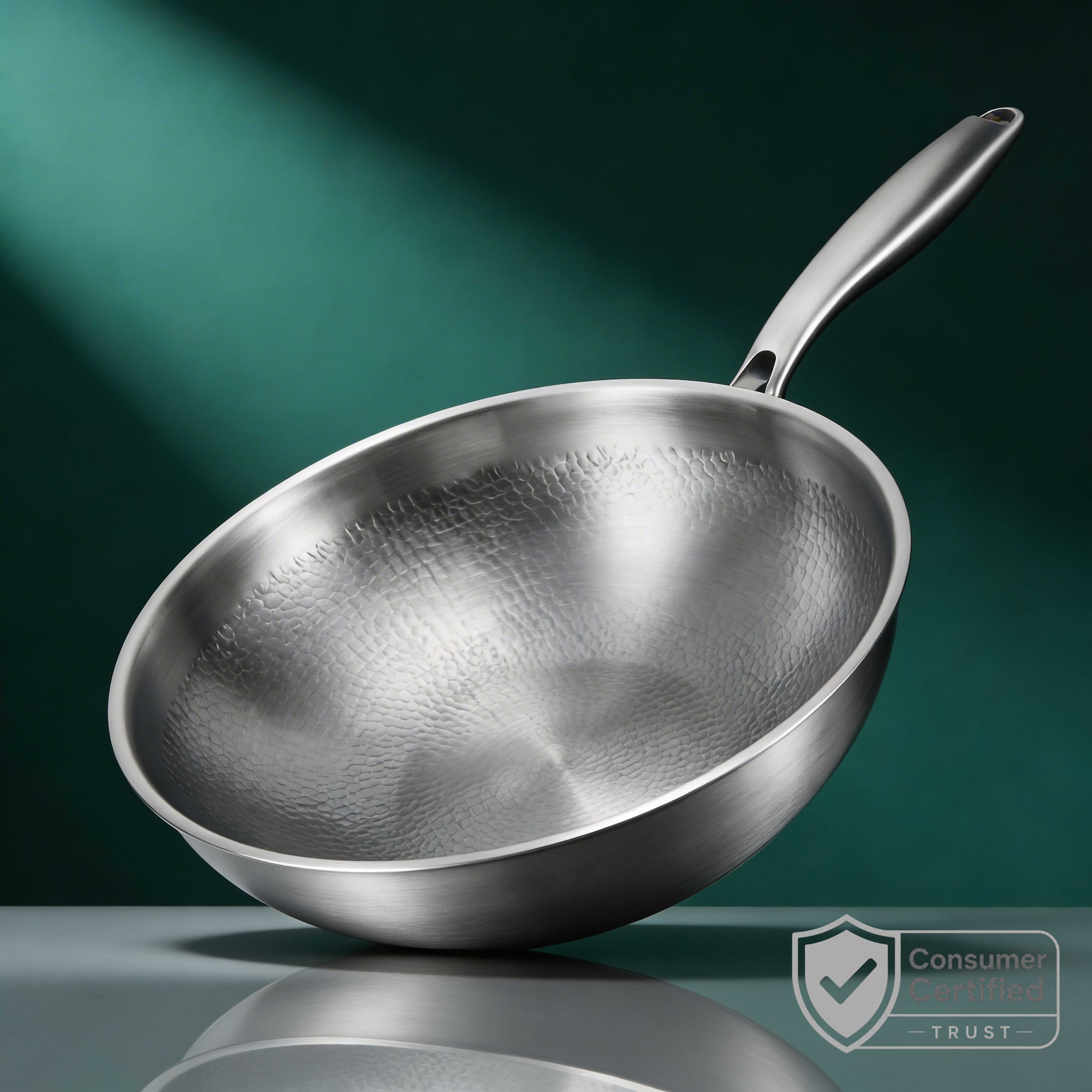 Hand-hammered titanium wok pan 12 inch flat base – Longwell & Co