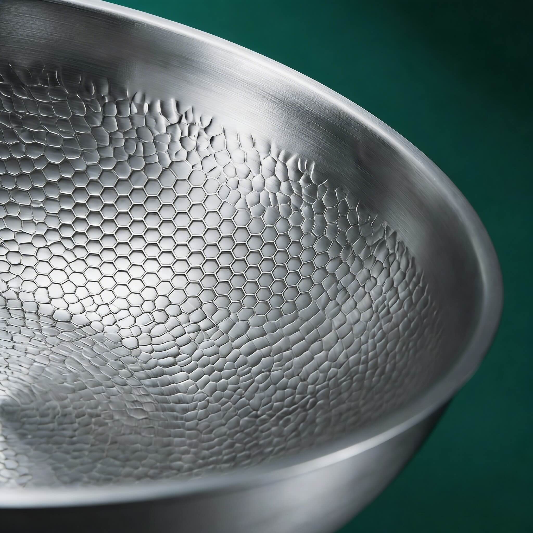 Close-up of titanium wok pan surface – hand-hammered texture – Longwell & Co