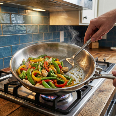 Hand-hammered titanium pan detail – pure titanium cookware by Longwell & Co