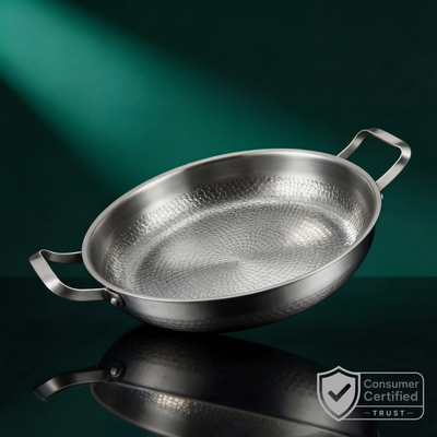 Hand-hammered titanium pan with two handles 12 inch – Longwell & Co