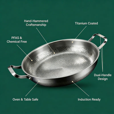 Two-handle titanium pan advantages – PFAS-free cookware – Longwell & Co
