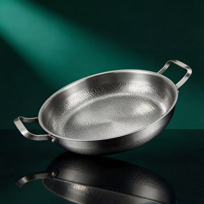 Hand-Hammered Titanium Pan with Two Handles 12"