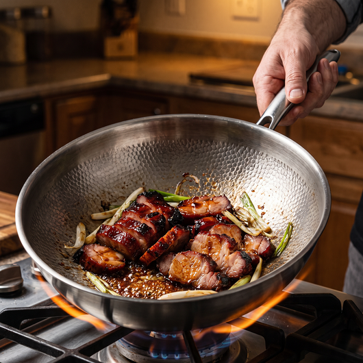 Hand-Hammered Titanium Wok 12"