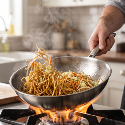 Hand-Hammered Titanium Wok 12"