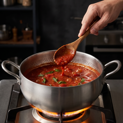 Hand-Hammered Deep Titanium Pot 11"