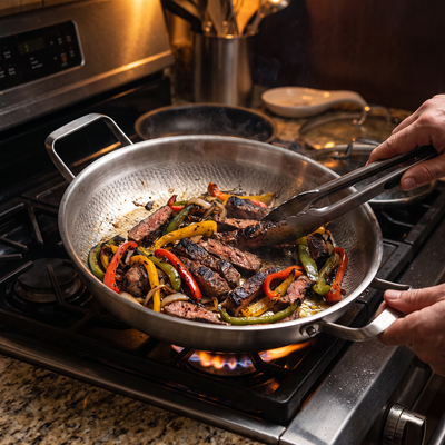 Hand-Hammered Titanium Pan with Two Handles 12"