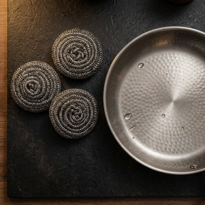 Titanium Pan Scrubbers | Rust-Proof Cleaning Coils (Set of 3)