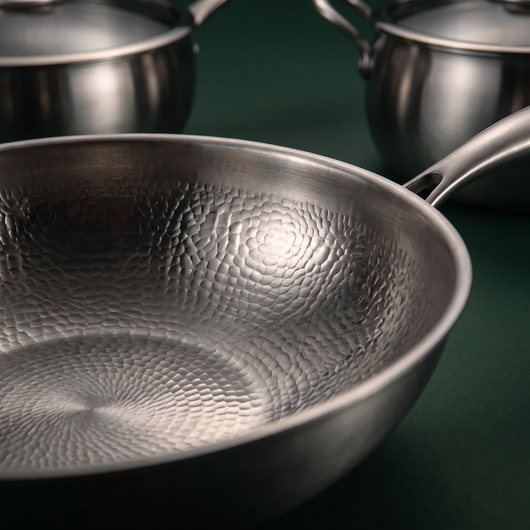 Hand-Hammered Titanium Essentials Kitchen Set with 2 Lids (10, 11 & 12 Inch)