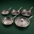 Hand-Hammered Titanium Frying Pan Bundle with 2 Lids (5 Sizes, 8–12 Inch)