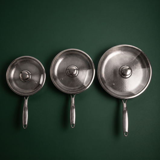 Hand-Hammered Titanium Pan - 3-piece set 9, 10, 11 Inch