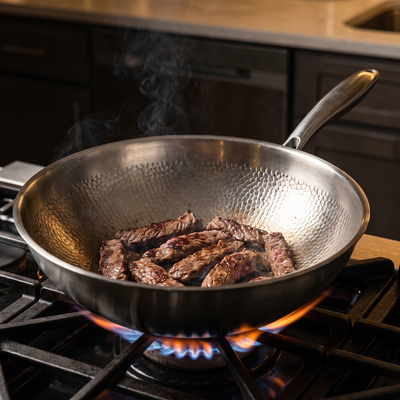 Hand-Hammered Titanium Wok 12"
