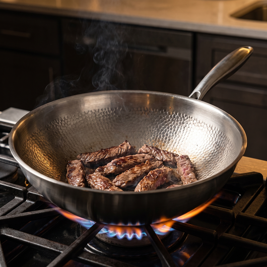 Hand-Hammered Titanium Wok 12"