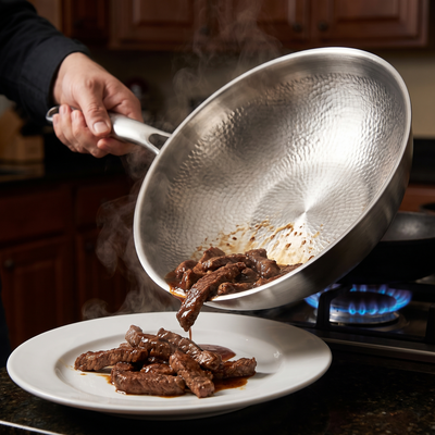 Hand-Hammered Titanium Wok 12"
