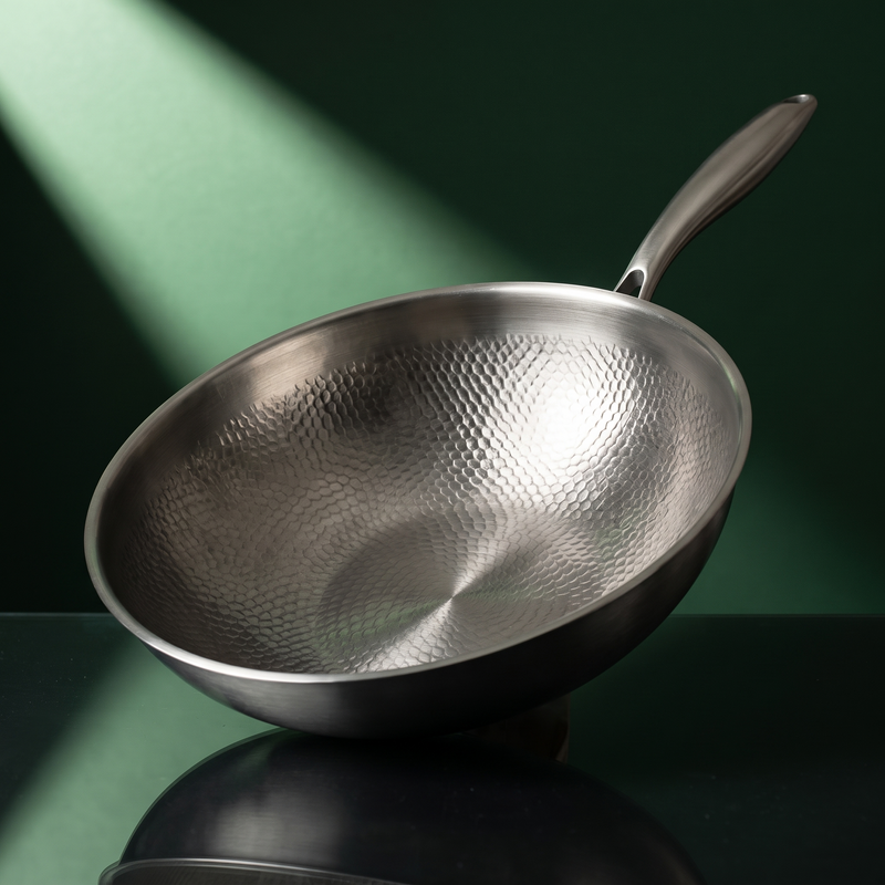 Hand-Hammered Titanium Wok 12"
