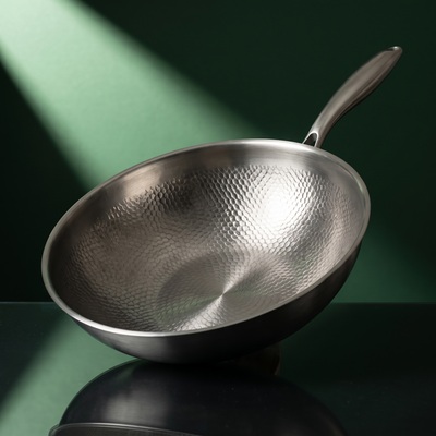 Hand-Hammered Titanium Wok 12"